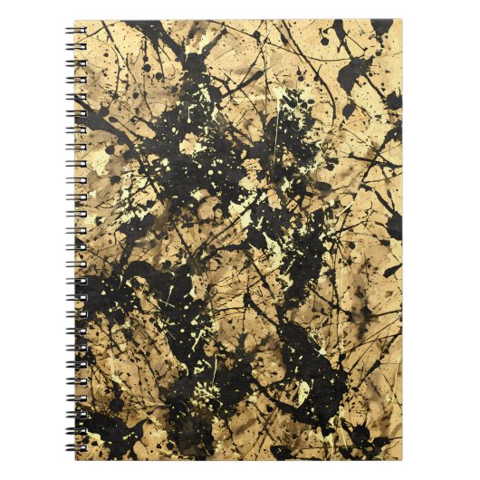Carnet Abstrait Black Gold Ink Splatter (Devant)