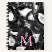 Carnet Abstrait Black White agates script de code monogra (Devant)