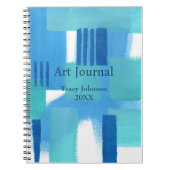 Carnet Abstrait bleu avec nom/année Art Journal/ (Devant)
