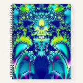 Carnet Abstrait bleu cyan vert fractal (Devant)