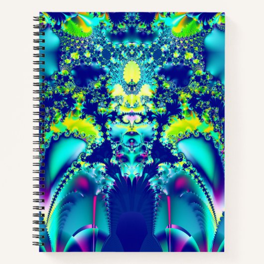 Carnet Abstrait bleu cyan vert fractal (Devant)