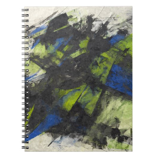Carnet Abstrait bleu noir vert dynamique (Devant)