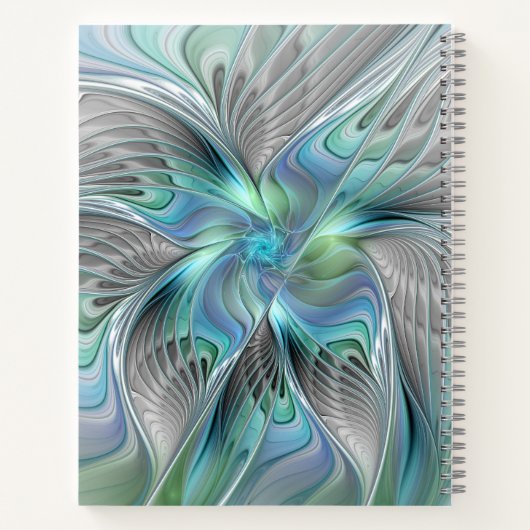 Carnet Abstrait Bleu Vert Papillon Imaginaire Fractal Art (Dos)
