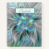 Carnet Abstrait Bleu Vert Papillon Imaginaire Nom fractal (Devant)