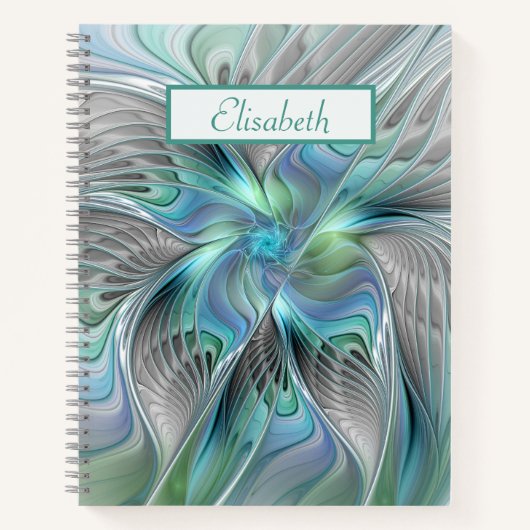 Carnet Abstrait Bleu Vert Papillon Imaginaire Nom fractal (Devant)