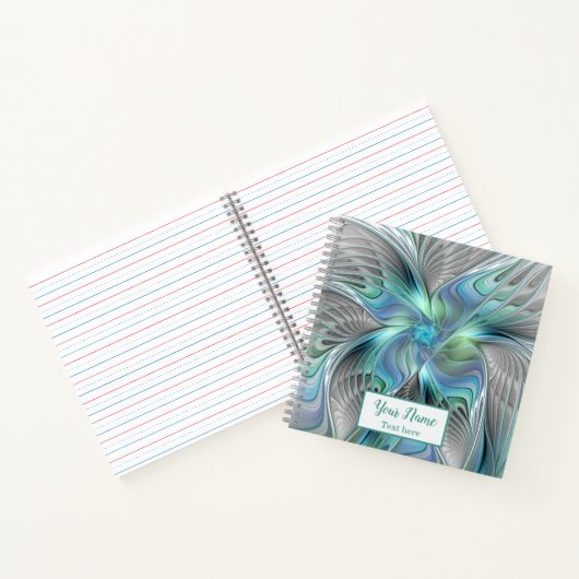 Carnet Abstrait Bleu Vert Papillon Imaginaire Nom fractal (Intérieur)