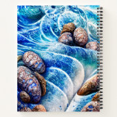 Carnet Abstrait Blue Ocean Wave Marble Agate Gold Art (Dos)