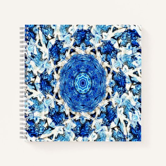 Carnet Abstrait de mandala noir blanc bleu........ (Devant)