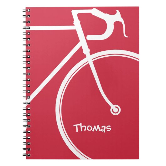 Carnet abstrait de vélo de rouge et de blanc (Devant)