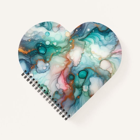Carnet Abstrait en rose, sarcelle, bleu et or (Devant)