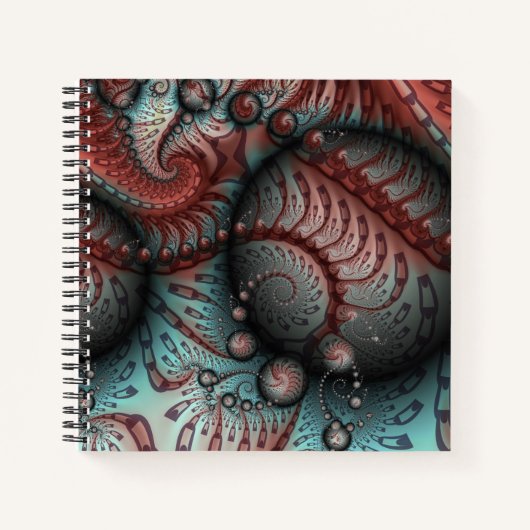 Carnet Abstrait Fantastique Vivid Art Fractal Brun Bleu (Devant)