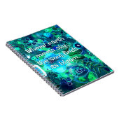 Carnet Abstrait Floral Turquoise bleu vert personnalisé (Côté Droit)