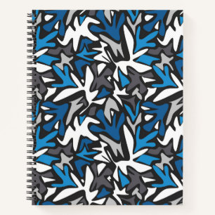 Carnet abstrait, géométrique, motif, noir et bleu