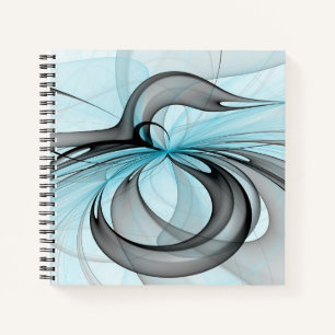 Carnet Abstrait Gris Bleu Anthracite Art Fractal Moderne