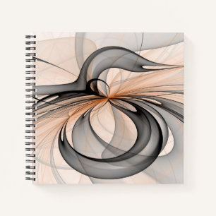 Carnet Abstrait Gris Sienne Anthracite Art Fractal Modern