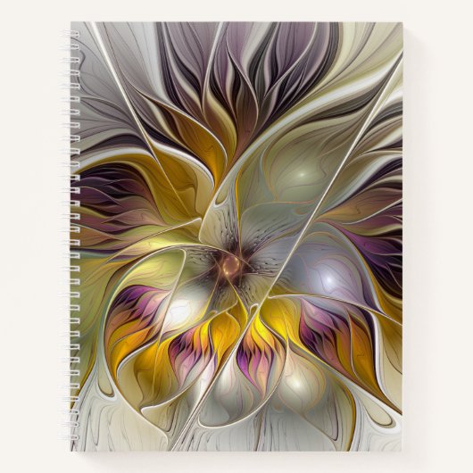 Carnet Abstrait Imaginaire coloré Fleur moderne Fractal (Devant)