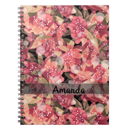 Carnet Abstrait joli joli rose fleurs design floral (Devant)