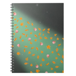 Carnet Abstrait lune feuilles d'automne roses