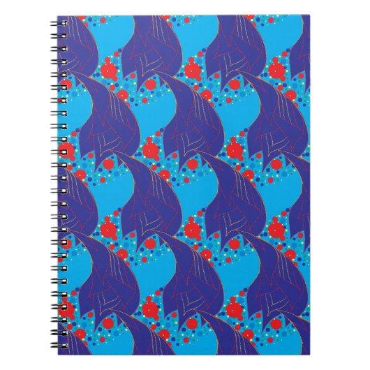 Carnet Abstrait moderne BLUE et rouge Rainbow gouttes mot (Devant)