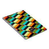 Carnet Abstrait Moderne Coloré Rayures & Monogramme (Côté Droit)