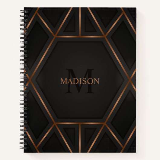 Carnet Abstrait Moderne Luxueux en Or Noir (Devant)
