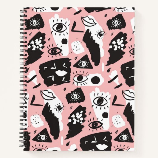 Carnet Abstrait moderne Motif oeil et lèvres (Devant)