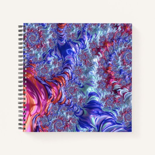 Carnet Abstrait Numérique Fractal Coloré Trippy Groovy (Devant)