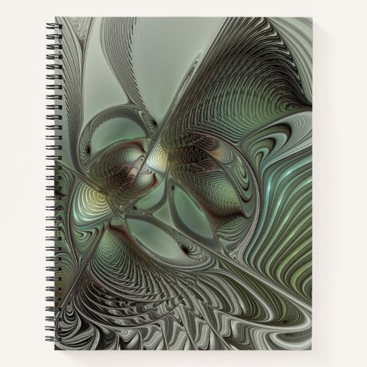 Carnet Abstrait Olive Sage Green Grey Fractal Art Imagina (Devant)