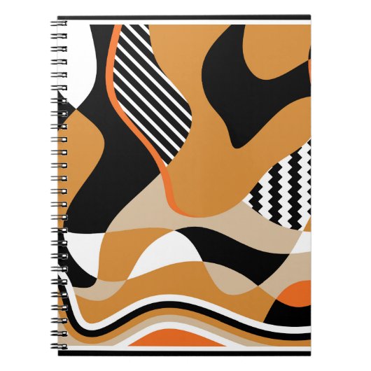 Carnet Abstrait ondulé : motif noir vintage (Devant)