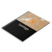 Carnet Abstrait orange gris blanc noir Nom Monogramme (Côté gauche)