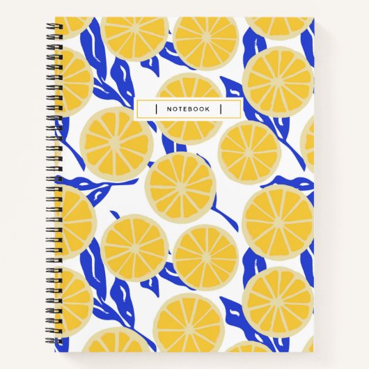 Carnet Abstrait Oranges Feuilles Bleues Motif De Fruits M (Devant)