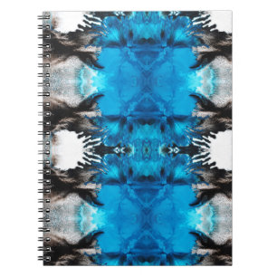 Carnet Abstrait Paint Ink Blot Bleu Noir Blanc