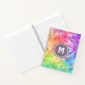 Carnet Abstrait Pastel Rainbow Fun Batik Tie Dye Monogram (Intérieur)