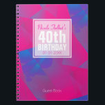 Carnet Abstrait Pink Blue 40th Birthday Guest Book 10a<br><div class="desc">Beau arrière - plan abstrait (carrés roses et bleus) avec une étiquette carré blanc semi-transparente (minuscule bordure transparente) pour nom,  date et anniversaire. Tout est personnalisable pour ce livre d'or de 40 ans. N'oubliez pas toute la collection de dessins abstraits pour l'anniversaire.</div>