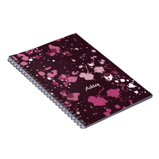 Carnet Abstrait Pink Paint Splter Drops (Côté Droit)