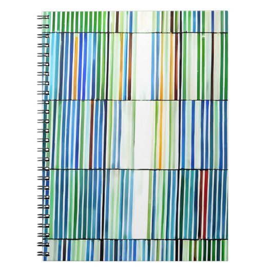 Carnet Abstrait rayé bleu coloré (Devant)