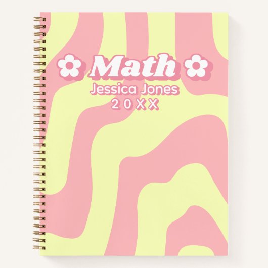 Carnet Abstrait Rose Jaune Wavy Lines Objet de l'école (Devant)