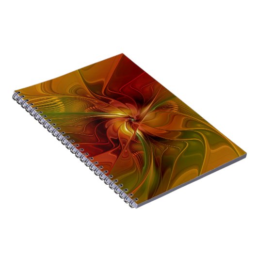 Carnet Abstrait Rouge Orange Brown Vert Fractal Art Flowe (Côté Droit)