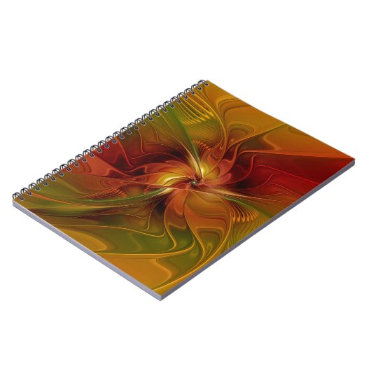 Carnet Abstrait Rouge Orange Brown Vert Fractal Art Flowe (Côté gauche)