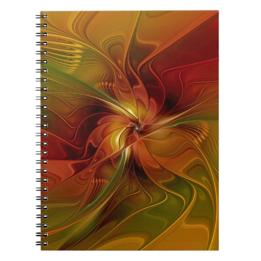 Carnet Abstrait Rouge Orange Brown Vert Fractal Art Flowe (Devant)