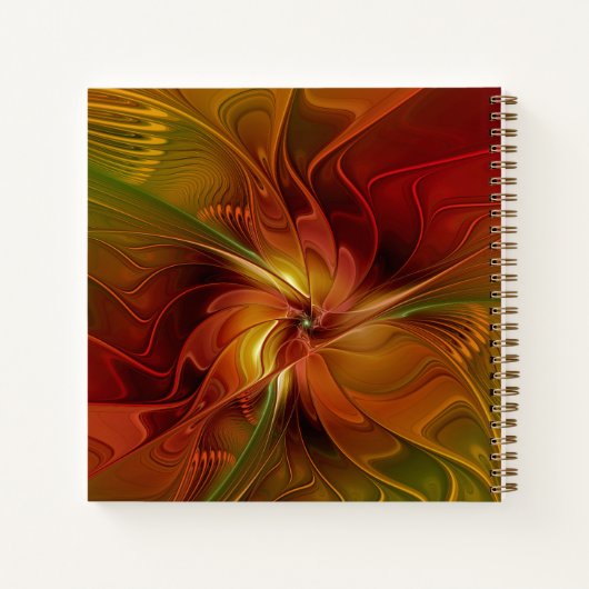 Carnet Abstrait Rouge Orange Vert Fractal Art Nom (Dos)