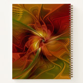 Carnet Abstrait Rouge Orange Vert Fractal Art Nom (Dos)