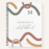 Carnet Abstrait Spiral Moderne Motif Monogramme Sketchboo (Devant)