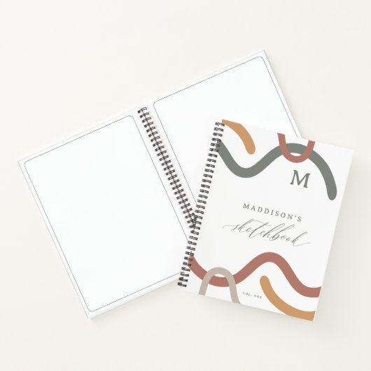 Carnet Abstrait Spiral Moderne Motif Monogramme Sketchboo (Intérieur)