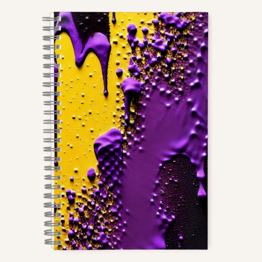Carnet Abstrait texturé jaune violet noir taché (Recto)