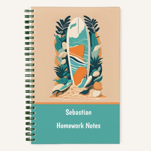 Carnet Abstrait Tropical Beach Surfboard Retro School (Recto)