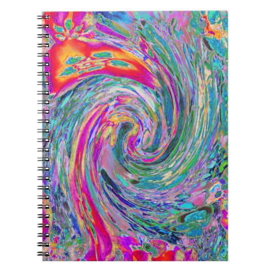 Carnet Abstraite florale psychédélique arc-en-ciel vague (Devant)