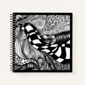 Carnet ' Abstraite ligne noire et blanche (Devant)