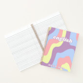 Carnet Abstraite Lignes de vague violet rose Nom du sujet (Intérieur)