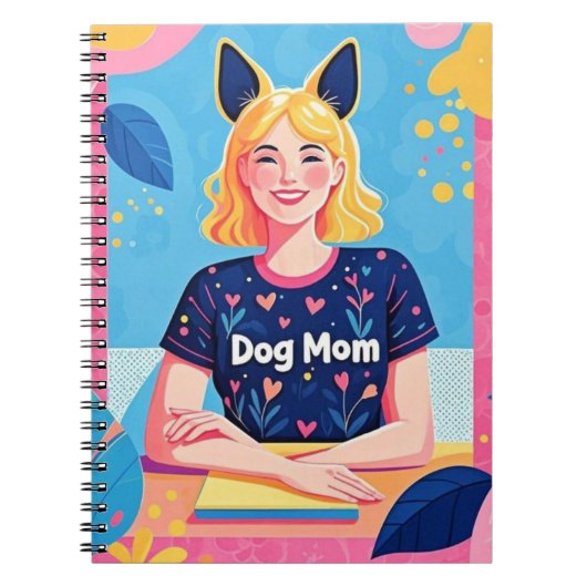 Carnet Abstraite mère de chien en bleu rose (Devant)